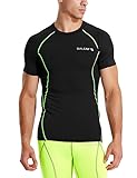 Baleaf Men's Short Sleeve Running Fitness Workout Compression Base Layer Shirt Color Green Size L