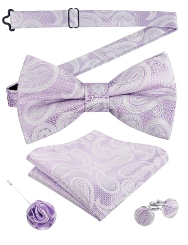 Image of Alizeal Mens 4pcs Vintage Paisley Bow Tie Set