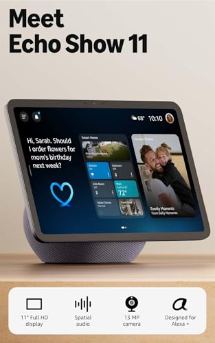 Image of Amazon Echo Show 11 (newest model), Vibrant Full-HD 11 inch display with more viewing area and spatial audio, Designed for Alexa+, Graphite