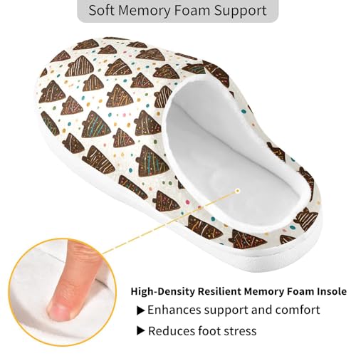 Fuzzy Memory Foam Slippers for Women/Men Christmas Tree Chocolate Cookies Pattern Fluffy Winter House Shoes Indoor and Outdoor3