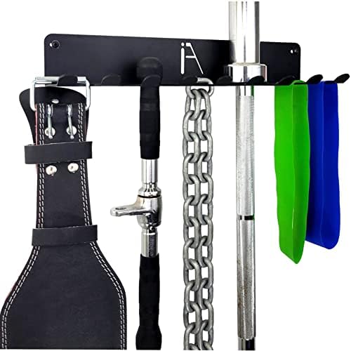 IRON AMERICAN Multi-Purpose Omega Gym Storage Rack 9 OR 11 Gym Hook Heavy-Duty Gym Wall Organizer Gym Hanger, Gym Accessory Storage - Resistance Bands, Jump Ropes, Barbells (OMEGA GYM RACK (18 Inch / 9 Prong))
