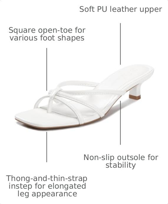 Athlefit Kitten Heels for Women Flip Flop White Low Heeled Sandals Size 7.5 by Athlefit - Used condition - Image 3