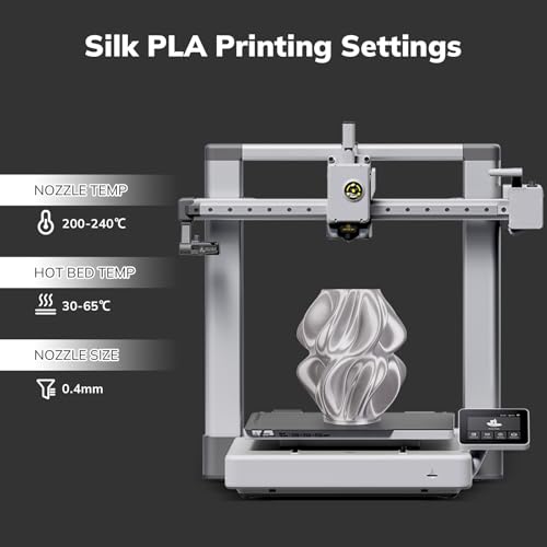 Image of AMOLEN Silver Silk PLA Filament Shiny 3D Printer Filament 1.75mm + /- 0.02mm for 3D Printing 1kg(2.2lbs) /Spool Compatible with Most FDM Printer