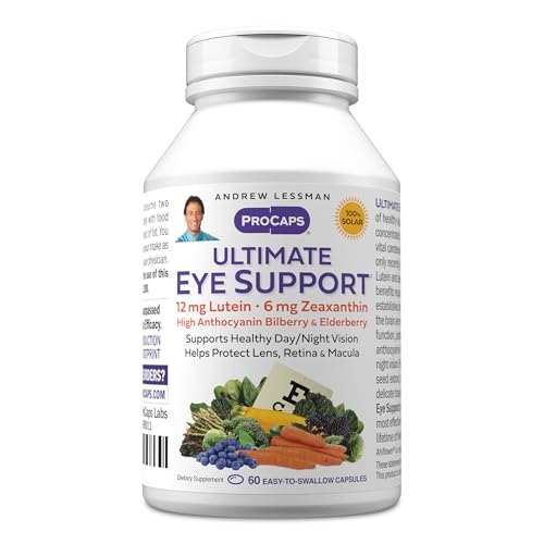 Andrew Lessman Ultimate Eye Support 60 Softgels - 12mg Lutein 6mg Zeaxanthin Bilberry Key Nutrients to Support Eye Health and Promote Healthy Vision. No Additives. Easy to Swallow Softgels