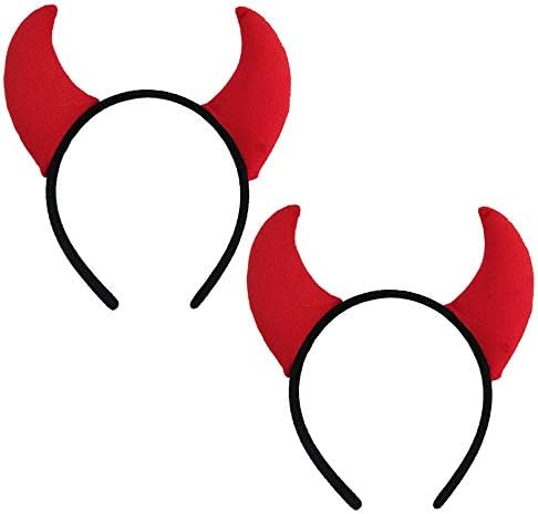 Halloween Devil Headband Devil Horns Headbands Hair Bands Red Devils Ears Headpiece Women Devil Hairband Hair Hoops Party Decoration Cosplay Costume Headdress Cute Handmade Hair Accessories 2 Pack