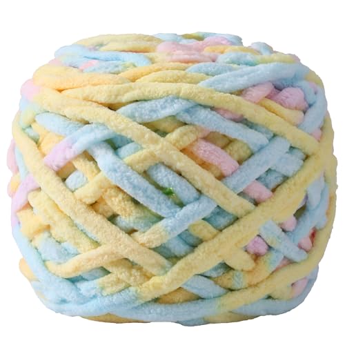 Image of Plush Chenille Chunky Yarn for Crocheting 100g(54.6yd) - Bulky Thick Fluffy Yarn for Knitting- Soft Velvet for Baby, Blanket Knitting Blanket Yarns- Amigurumi Yarns (Cotton Candy)