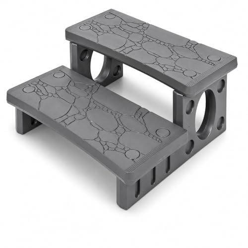 XtremepowerUS Premium Multi Purpose 2-Step Spa Hot Tub RV Campers Deck Steps Deck, Spa, Hot Tub, Bathtub, Swimming Pool Sided Step Non-Slip Steps for Outdoor/Indoor (Gray)