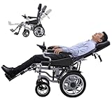Reclining Foldable Electric Wheelchairs for Adults, Longest Range 20km, 16' Alloy Wheels, 500W Dual Motor, 5-Speed, All Terrain Powered Wheelchair for Seniors