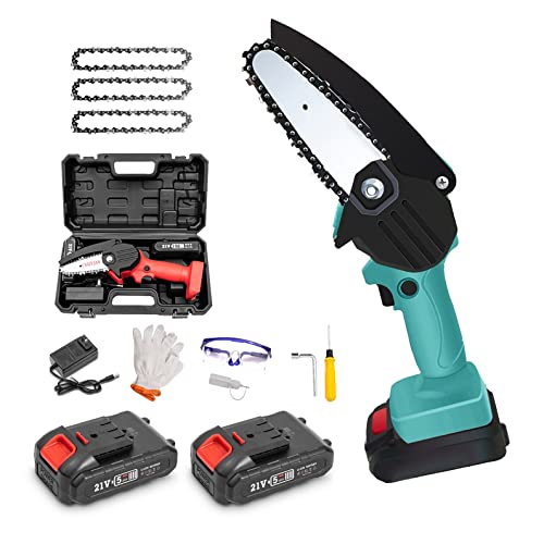Mstiyx Mini Chainsaw 4 inch Electric Saw Rechargeable Small Cordless Chain Saw Handheld Saw Large Capacity Lithium Battery Household Small for Pruning Gardening Tree Branch Woodworking Tools