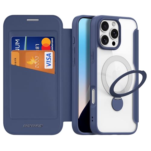 Étui de blocage RFID iPhone 16 Pro Max bleu anti-piratage avec support