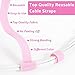 70pcs Cable Ties Reusable Pink Wire Ties Cable Management Cord Ties Reusable for Electronics Hook and Loop Cable Ties for Computer 4 6 8 Inch