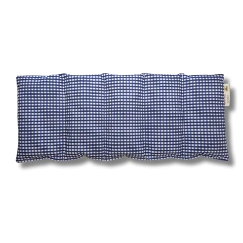 Franzis Nähstube I Dinkelkissen I 50x20cm I kariert blau I 100% Baumwolle I Körnerkissen I Schmerzlinderung I Wärmekissen für Mikrowelle I Kältekissen