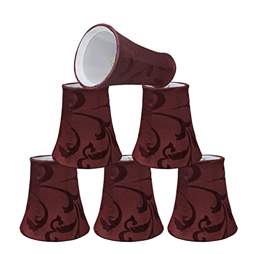Aspen Creative 30249-6A, Bell Clip-On Chandelier Lamp Shade, Red, 2-1/2" Top x 4" Bottom x 5" Slant Height, Set of 6