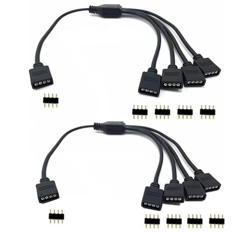 ARGB - Cable divisor de 12 V 4 pines RGB direccionable, 1 a 4, para ventiladores de carcasa, cable divisor y enfriador de CPU (negro)