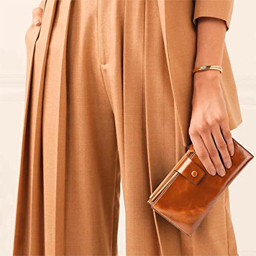 Image of YALUXE Women's RFID Real Leather Wallet with 21 Card Slots Phone Pocket