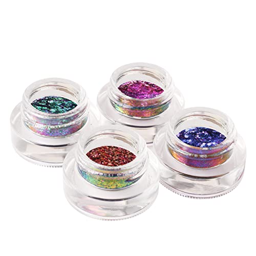 Meicoly Cream Chameleon Eyeshadow Gel,Color Change Intense Color Shifting Creamy Thick Apply Eye Shadows,Multi Chrome Flakes,Glitter,Sparkle Metallic,Shimmer,No Creasing,Rain Forest #TOP5