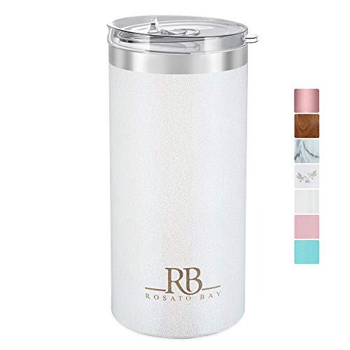 Rosato Bay Insulated Stainless Steel Coffee Tumbler, 16 oz Wine, Beer, Glass, Tea