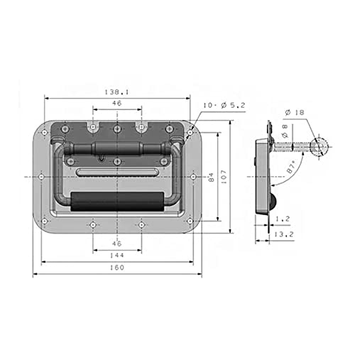 Poignée industrielle intégrée en inox 304 pliante pour caisson de commande - 4