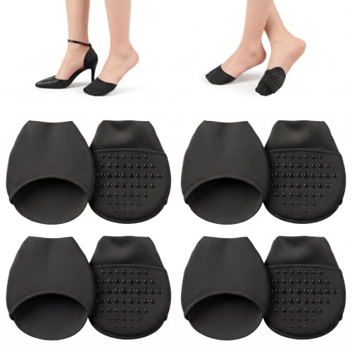 Image of Gjinxi 4 Pairs Ball of Foot Cushion Socks Toe Cover with Padding | No Show Half Sock Women Toe Topper Liner Socks with Sponge Cushion