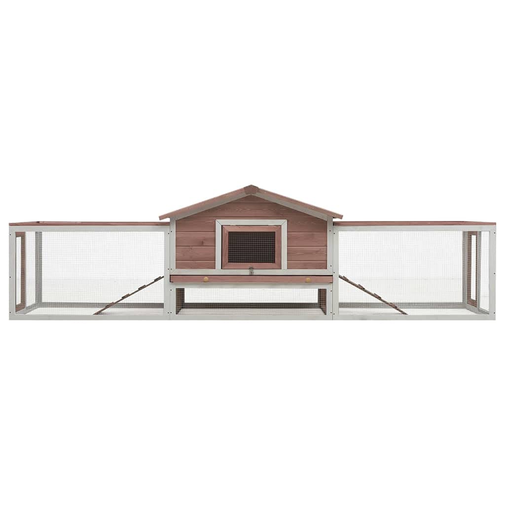 Chata dla królika mokka 310x70x87 cm lite drewno sosnowe i jodłowe