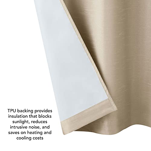 Creative Home Ideas Faux Silk Blackout Curtains - Grommet Window Curtain Panel - 2 Tie Backs - Brea Window Curtains - Bedroom, Living Room Privacy, Noise Cancelling - 38X84 Inch, Linen #TOP6