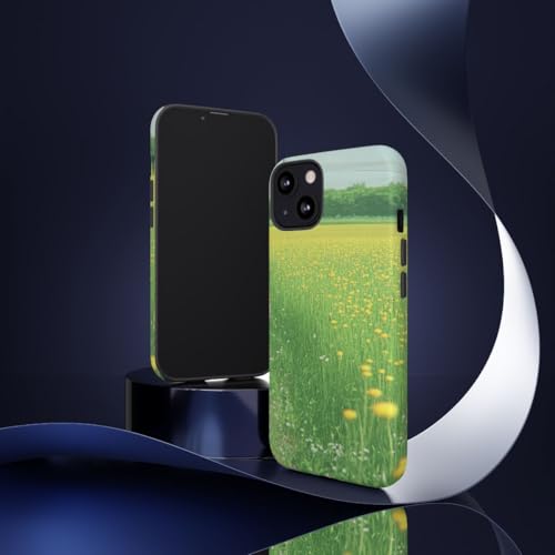 Coque iPhone 13 rigide mate résistante aux traces de doigts motif champ de fleurs