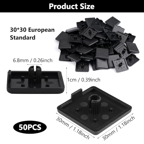 50 Stück Aluminium Profil 3030 Endkappe, Aluprofil Kappe Profil Endkappe, Endkappe Aluprofil 30×30mm, Abdeckkappen Aluprofil Kunststoff, Aluminium Profil Endkappe Abdeckkappen für Aluprofil Zubehör