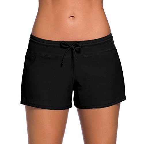 Minetom Bikini Damen Badeshorts Schwimmen Bikinihose Wassersport Schwimmshorts Boardshorts Badehose Sport Swim Shorts Schwarz DE 46