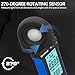 HoldPeak Illuminance Light Meter with Bluetooth, Digital Lux Foot Candles Meter 0.1~400,000 Lux with 270º Rotating Sensor, Lumen Meter Luxmeter for Plants, Car Headlights, Home & Office LEDs