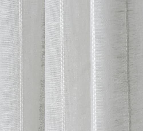 Image of Exporthub Sheer Linen Cotton Curtains for Window 6 Feet Set of 2, White - Light Filtering Breathable Fabric Drapes for Living Room & Bedroom (EHSPR052 64)