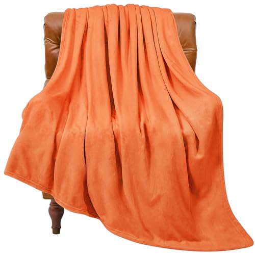 Image of BEDELITE Orange Throw Blanket for Couch & Bed, Luxury Plush Cozy Fleece Blanket 50 inch x 60 inch, Soft Lightweight Fall Throw Blanket for Home Furnishing