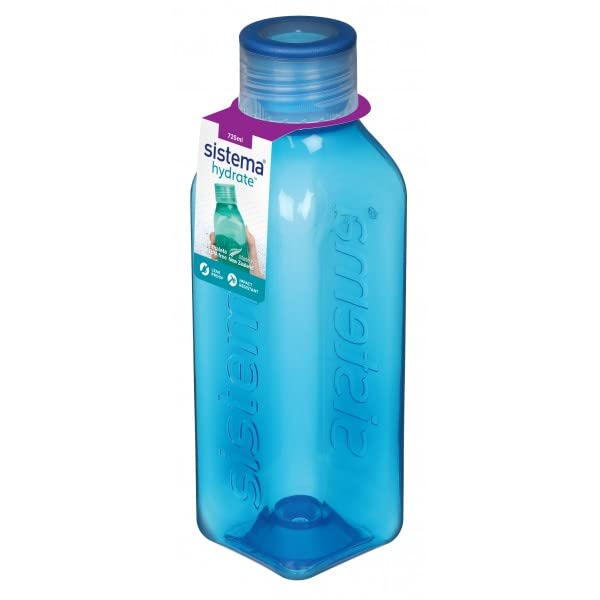 Sistema 6 Stück 880 Hydate Square Bottle, 725ml - Mint/Blau/Lila