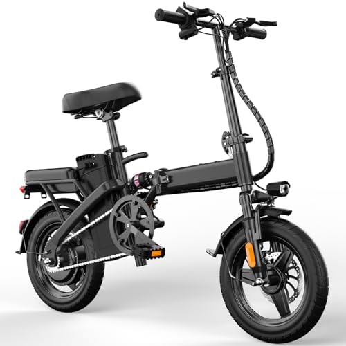 Folding Electric Bike for Adults and Teens, 14" Foldable E-Bike with 500W Motor, Commuter Mini E Bikes with 48V Removable Battery UL 2849 Certified, Electric Bicycle with 25 Miles PAS Range (Black)