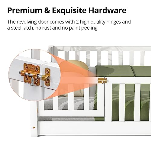 image for i-POOK Full Size Floor Bed for Children, Solid Wood Montessori Bed Fra