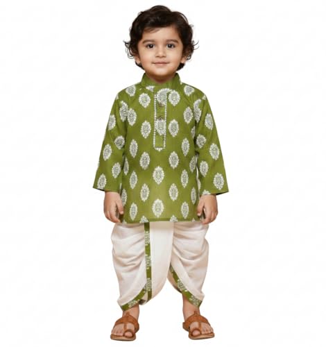 Image of Baby Ethnic Wear Festival Organic Cotton Soft and comfortable Dhoti Kurta Set Saraswati Puja Dress Panjabi for Kids Boy Girls