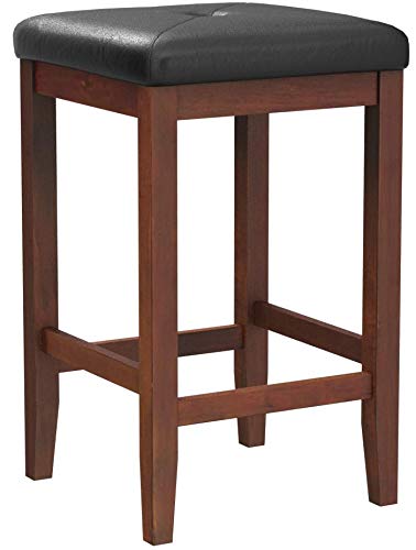 Crosley-Furniture-Upholstered-Square-Seat-Counter-Height-Bar-Stools-Set-of-2-Vintage-Mahogany-24-inch Crosley Furniture Upholstered Square Seat Counter Height Bar Stools Set of 2 Vintage Mahogany 24 inch