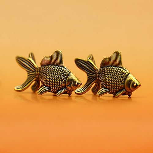 Figura de pez dorado de bronce retro para decoración miniatura 3