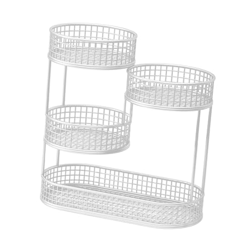 DimyFew Contenedor de Múltiples Niveles para Frutas, Soporte de Servicio de Hierro Forjado, Blanco, Individual