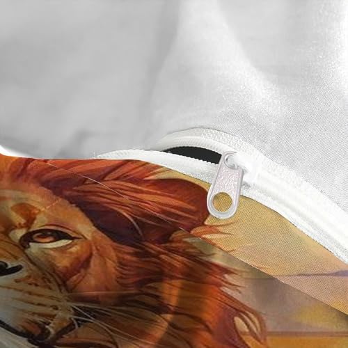 Parure housse de couette lion premium microfibre douce grand lit