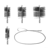 Bulevisiter Juego de cepillos de tubo de estufa, cepillos de limpieza de chimeneas y chimeneas de alambre de acero al carbono, para mantenimiento de chimeneas y calderas