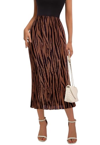 PRETTYGARDEN Women's 2026 Spring High Waist Printed A Line Pleated