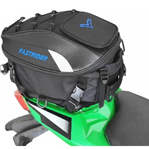 Mochila Baú Bagageiro Moto Expansivo 37L + Capa Proteção À Prova D'água Para Motocicletas (Azul)