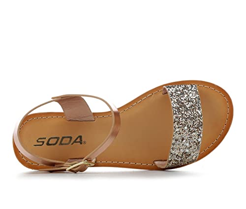 Girls Sandals Open Toe Summer Flats Dress Sandals Shoes Toddler/Little Kid/Big Kid SODA BIG BOSS ROSE GOLD 4, 4 Big Kid2