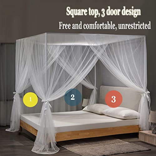 Moustiquaire à 4 poteaux d'angle avec support pour lit double et king size
