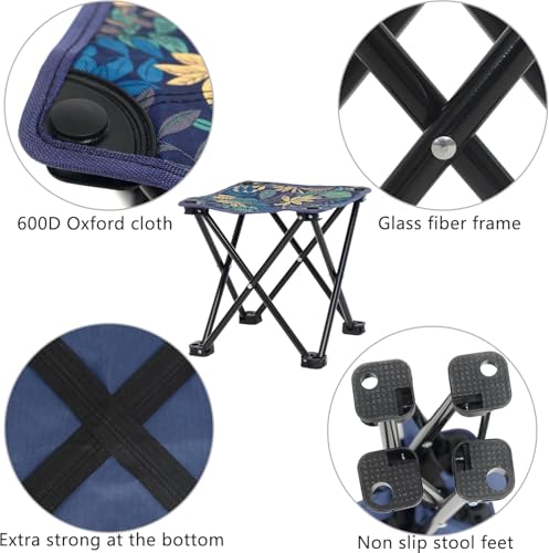Image of Portable Mini Folding Stool, Lightweight Collapsible Outdoor Seat, Oxford Cloth, Fishing and Camping Chair, Travel, Hiking, BBQ, Garden and Beach, Pack of 1