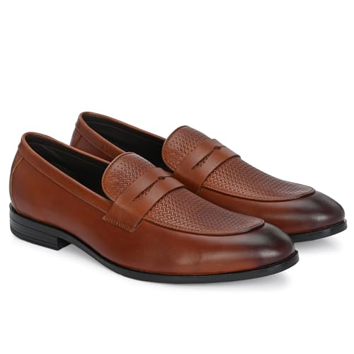 Image of Blue Leather by Centrino Genuine Leather Slip-On Men's Formal Shoe |Stylish with Soft Cushioned Insole |Trendy Non Lace-Up Design |Durable Leather with Anti-Skid Sole | Perfect for Formal Wear (3944)