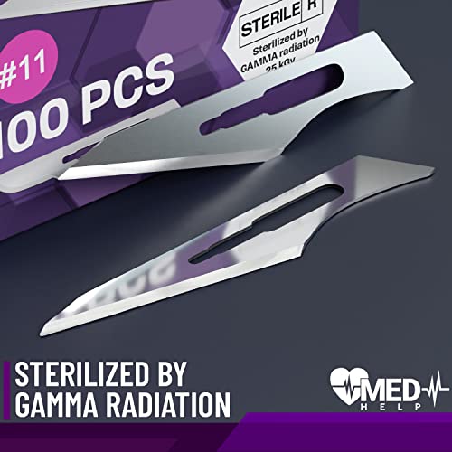 MedHelp 100 Disposable Surgical Blades 11, Size 11 Medical Scalpel Blades for Surgical Scalpel Knife, High Carbon Steel Dermablades. Individually Wrapped - Thumbnail 4