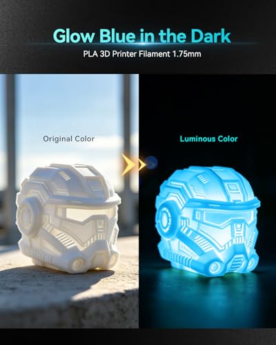 Image of SUNLU Glow in the Dark PLA Filament 1.75mm, Luminous PLA 3D Printer Filament, Long-Lasting Brightness & High Toughness, 1kg Spool (2.2lbs), Fits Most FDM Printers, White PLA, Glow Blue