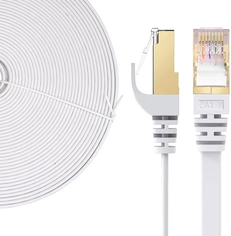 HiiPeak Cavo Ethernet Cat 8 Piatto, Cavo Lan RJ45 40 Gigabit/S - 2000 MHz, Cavo Rete Bianco 1m