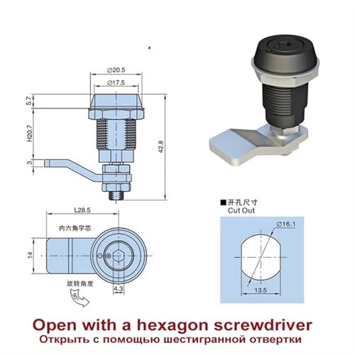 Serrure à came acier MS554 pour accessoire industriel et cabine d'avion